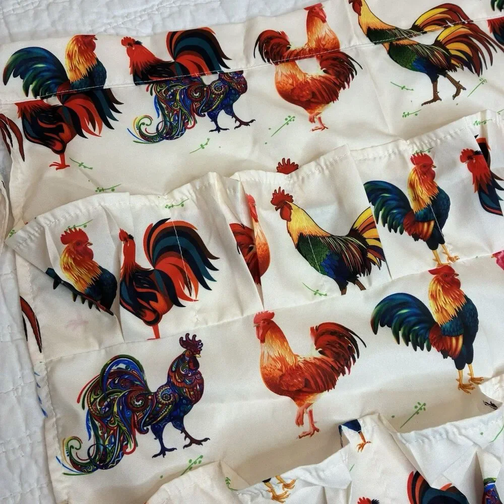 Chicken egg gathering apron 12 pockets tie at waist cottage country